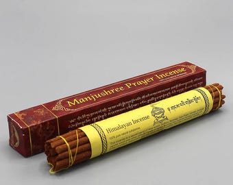 Manjushree Prayer Incense, Tibetan Incense Sticks, 7.5” Long, Boxed