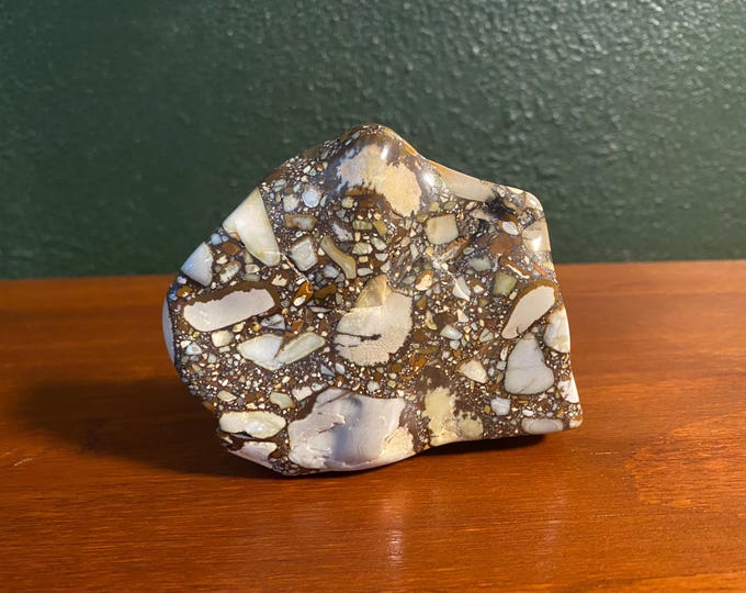 Pudding Stone, 1 LB+ Free Form, Polished Standing Conglomerate Stone, Tennessee, 485.10 Grams, CR12379