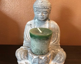 Buddha Statue, Volcanic Stone, Candle Holder, Sphere Holder, Vintage Style, Indonesia, CR5181