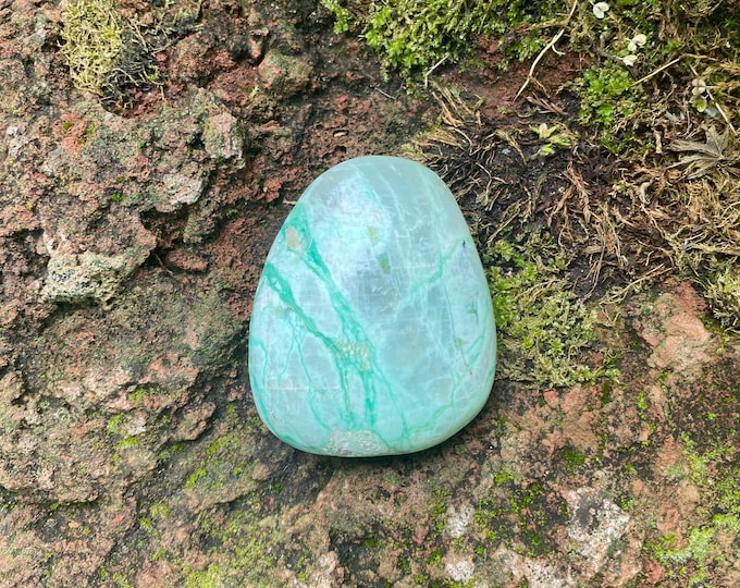 GARNIERITE, Noumeite Polished Palm Stone, 76.40 Grams, Madagascar, CR11696