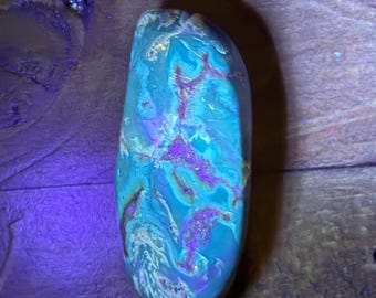 Black Amber, Fluorescent Standing Stone, Polished, 32.40 Grams, Sumatra, Indonesia, CR12790