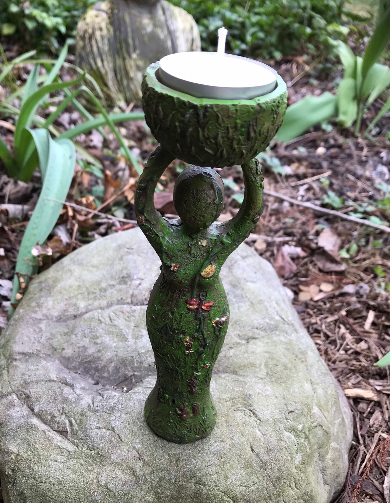 Nurturing Goddess Tea Light Holder, 7 Tall X 13/4 Wide, Polyresin, 3.3 Ounces, CR5180