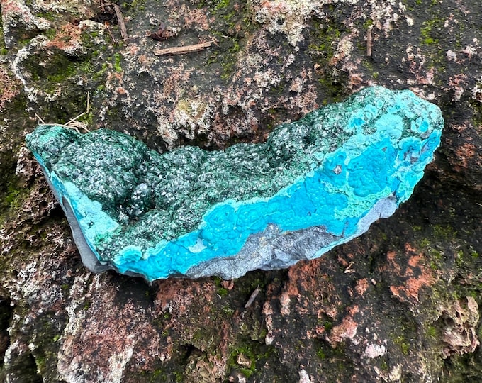Druzy Malachite & Chrysocolla on Matrix, Raw, Africa, 66.70 Grams, CR12540
