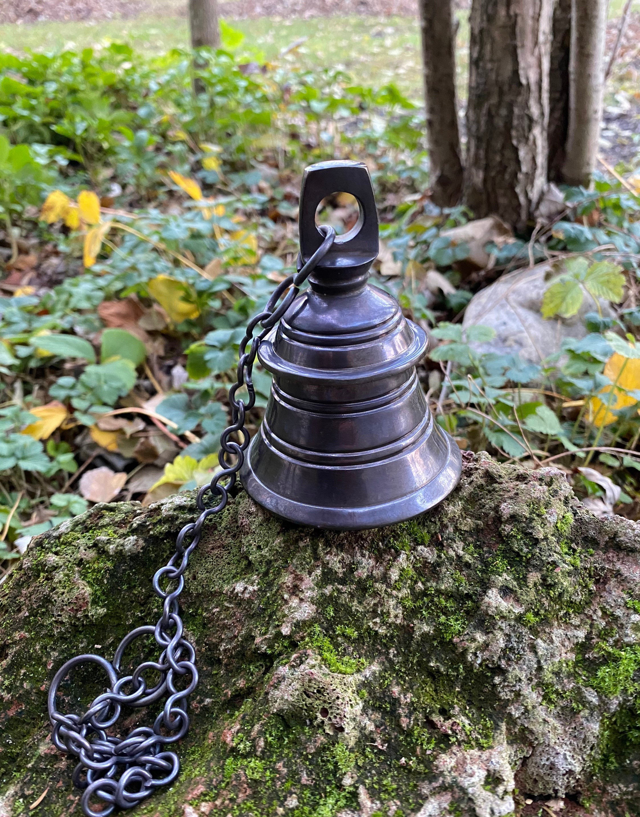 Ethnic Brass Hanging Bell With Chain, Chain for Home Temple, Door, Hallway,  Porch or Balcony Unique Decor Gift Chain Length 24 Inches 