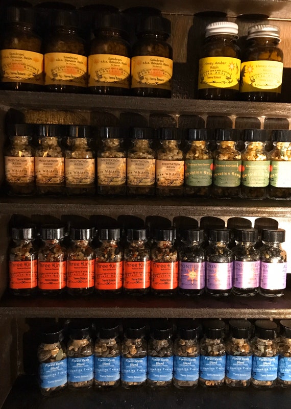 Resin/Powder Incense, Precious Woods, Herbs, 1/2 Ounce Glass Jar and Poly Bags, For Charcoal and Resin Heaters, Specials, Samples