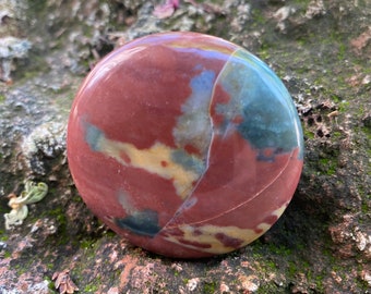 Bloodstone, Polished Round Palm Stone, India, 73.80 Grams, CR11639