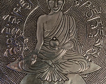 Buddha Box, Silver Embossed Treasure Box, Buddha Altar Box, 1 LB, India