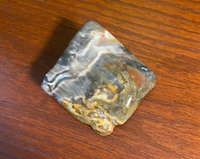 Ohio Flint, Polished Freeform Palm Stone, Druzy Vein, Warrior Stone, 85.30 Grams, CR11970
