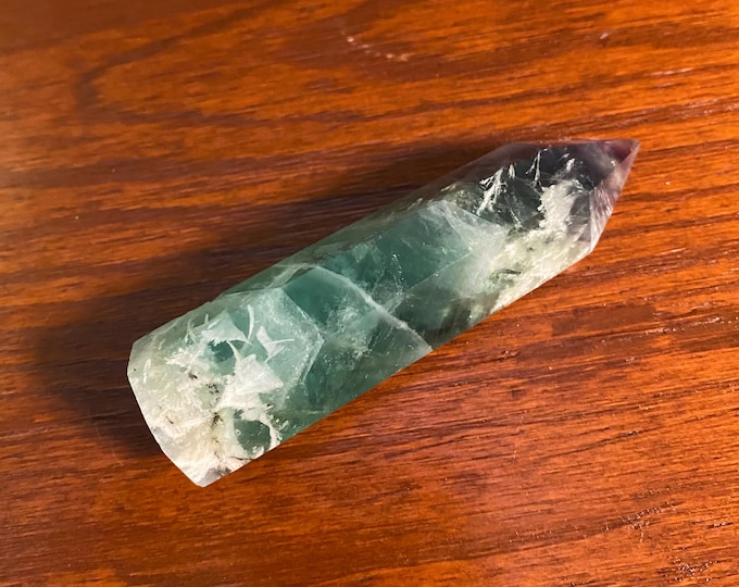 Flower Fluorite, 1/3 LB- Standing Tower, Green, White, Purple, 135.80 Grams, CR12131
