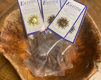 Escential Essences, Premium CONE Incense,  New Scents Added, Choose Your Scent, 1" Cones, 16 per package
