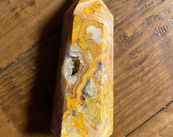 Druzy Crazy Lace Agate, Polished Tower, Beautiful Color & Patterning, Druzy Cavern, Australia, 83.50 Grams, CR10724