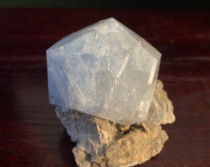 Stunning Raw Celestite Crystal on Matrix, 3/4 LB Elestiated, Pale Blue, Madagascar, 337.20 Grams, CR11383