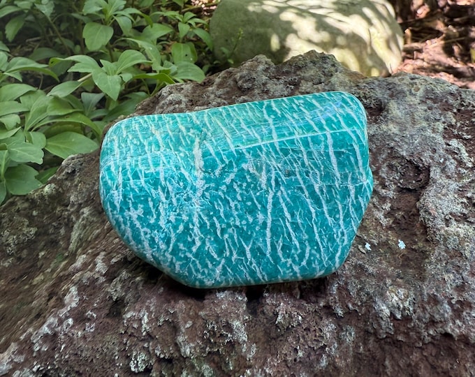 Amazonite, 3/4 LB Polished Freeform Large Stone, Natural, Soothing Energies, Russia, 340.20 Grams, CR12713