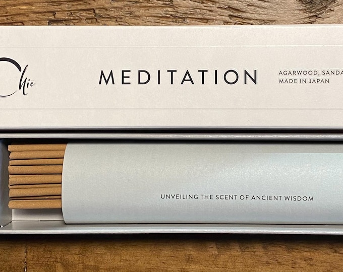 Chie Meditation or Agarwood, Japanese-Style Incense, Boxed with Holder, 30 sticks per box, 6” Slender Sticks
