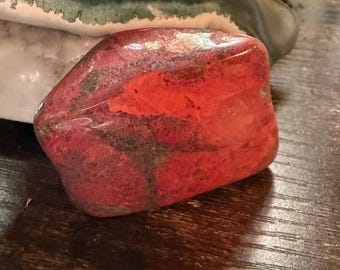 Crimson Cuprite, Polished Freeform Palmstone, Mexico, 76.00 Grams, CR12779