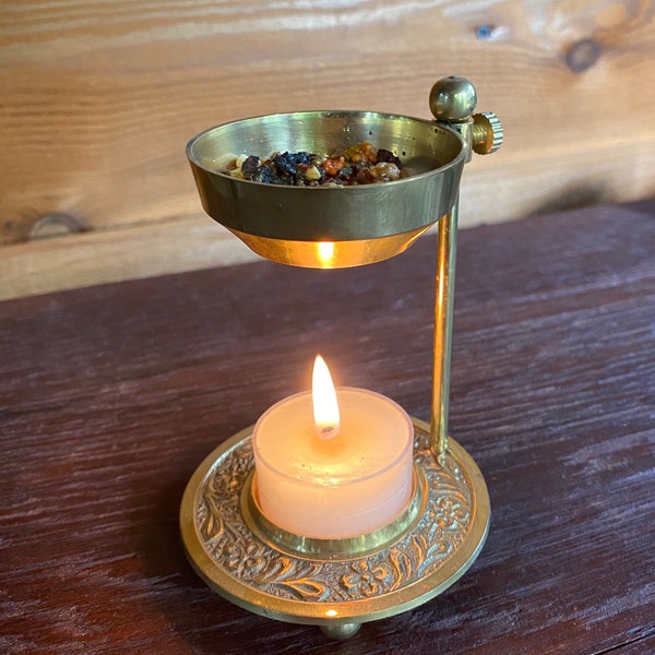 Brass Resin Incense/Amber Resin Heater, No Charcoal Needed, Includes Resin Incense, Candle, and Extra Screen, or Choose Replacement Screen