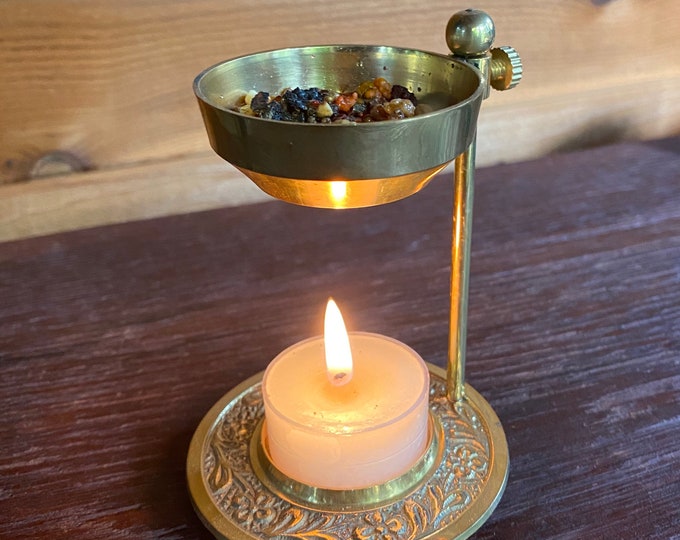 Brass Resin Incense/Amber Resin Heater, No Charcoal Needed, Includes Resin Incense, Candle, and Extra Screen, or Choose Replacement Screen