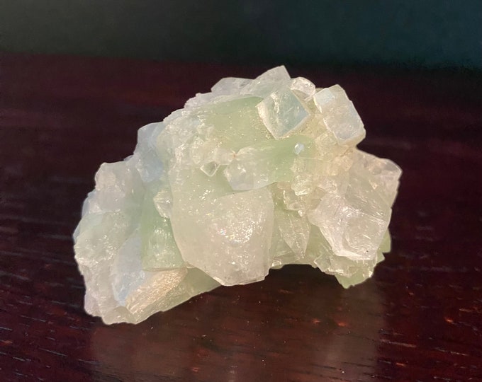 Fluor-Apophyllite Crystal Cluster, Green with White Stilbite, India, 60.50 Grams, CR11568