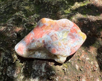 Ohio Rainbow Flint,  1/3 LB+ Chunky Polished & Colorful Freeform Palmstone, Druzy Veins, Pocket, Warrior Stone, 169.40 Grams, CR12620