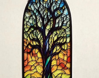 Glass Suncatcher, Various Designs to Choose From, Attached Chain for Hanging, 8" Length