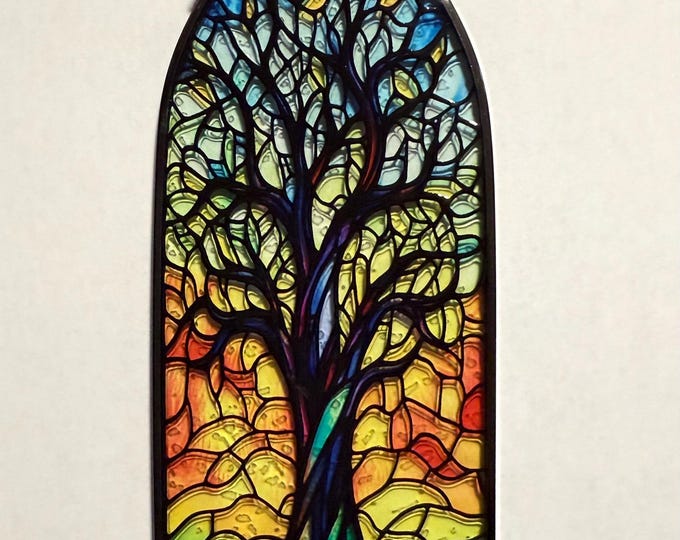 Glass Suncatcher, Various Designs to Choose From, Attached Chain for Hanging, 8" Length