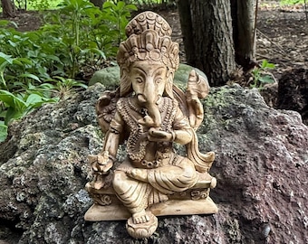 Ganesha, Hand Crafted Resin Statue, Natural Color, Nepal, 4-1/2" H, STA12684