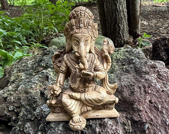 Ganesha, Hand Crafted Resin Statue, Natural Color, Nepal, 4-1/2" H, STA12684