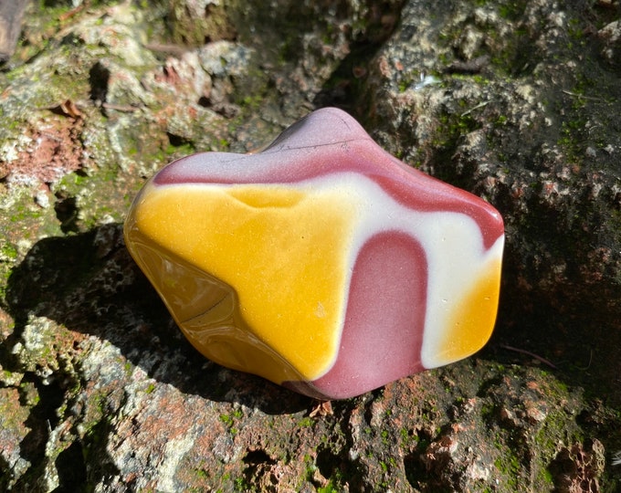 Mookaite Jasper, Polished Freeform Palm Stone, 79.50 Grams, Australia, CR11649