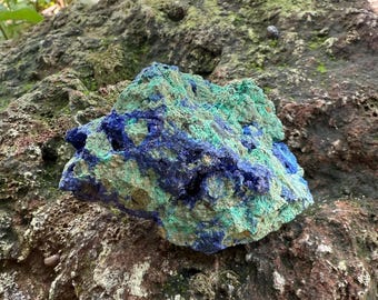 Azurite and Malachite, 1/3 LB+ Raw Cluster in Matrix, 175.80 Grams, CR12632