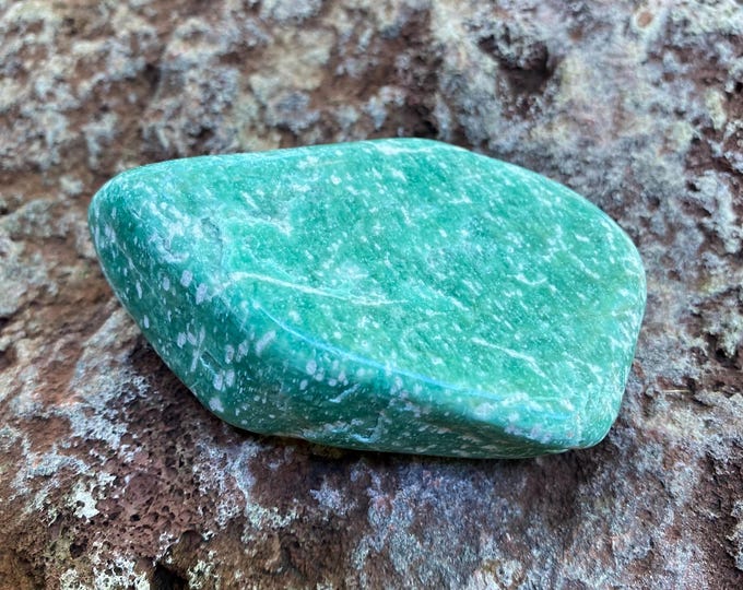 Amazonite, 1/3 LB+ Polished Freeform Palm Stone, Natural, Soothing Energies, Russia, 166.30 Grams, CR12011