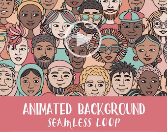 Animated Background Motion Graphic Diverse People Seamless Social Media Background Looping Doodle Animation Diversity Video
