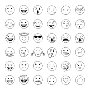Imágenes prediseñadas de caras sonrientes, emoticones dibujados a mano, emojis, emojis dibujados a mano, imágenes prediseñadas PNG y SVG