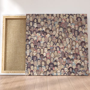 Diverse Faces Seamless Printable Wall Art, Seamless Tileable Pattern, Huge Crowd of International People, Digital Paper to Print at Home image 1