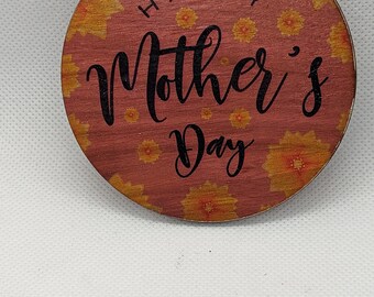 A great and vivid mothers day ornament flowers on natural wood very unique must have