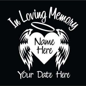 Angel Wings Memorial Car Decal: Personalized In Memory Sticker with Heart