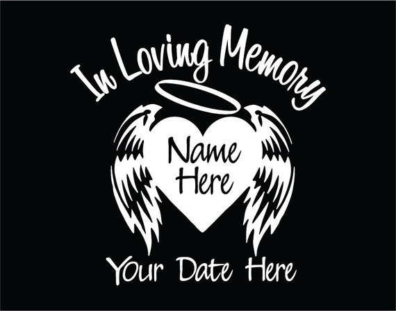In Loving Memory of Memorial Decal with Heart and Angel Wings, In Memory Window Decal, In Memory Car Decal, Rest in Peace Decal
