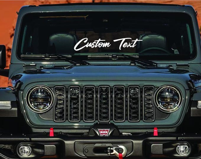 Featured listing image: Custom Text Windshield Decal | Personalized Car Vinyl Lettering