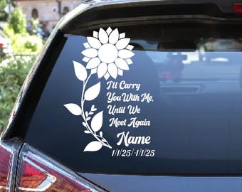 In Loving Memory Sunflower Decal: Floral Window Tribute Sticker