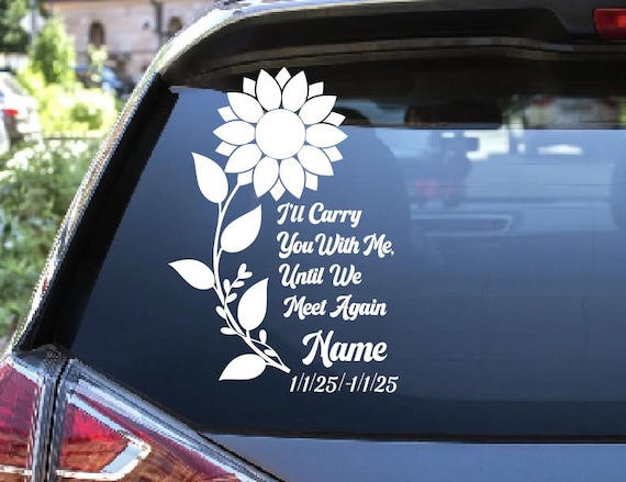 In Memory Decal, Memorial Sunflower Custom Car Vinyl Decal, In Loving Memory Flower Sticker