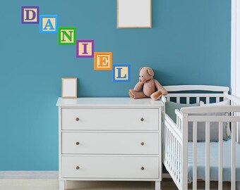Large Block Letter Name Wall Sticker: Self-Adhesive Nursery Decor S-XL