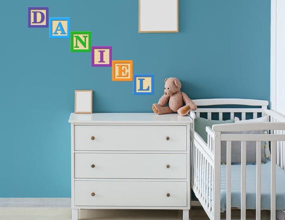 Large Block Letter Name Wall Sticker: Self-Adhesive Nursery Decor S-XL