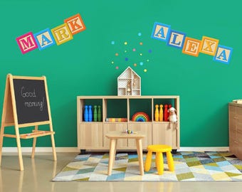 Personalized Baby Block Name Decal: Matte Finish Removable Nursery Art