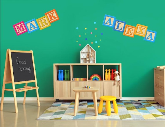 Personalized Baby Block Name Decal: Matte Finish Removable Nursery Art