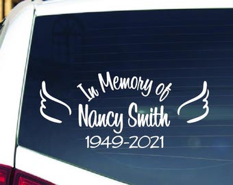 Personalized Angel Wing Memorial Car Decal, Personalized Sympathy Stickers