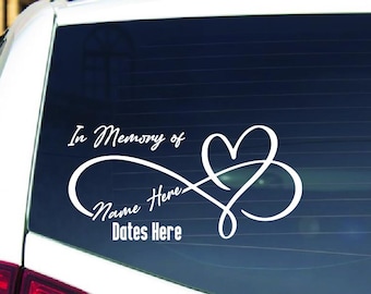 Personalized Name Vinyl Decal: Infinity Symbol In Memory Of Car Memorial