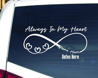 Custom Name Infinity Memorial Decal: Car Sticker In Memory Of Someone Special