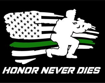 Thin Green Line American Flag Military Car Decal