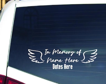 Memorial Angel Wings Car Decal: Custom In Memory Sticker
