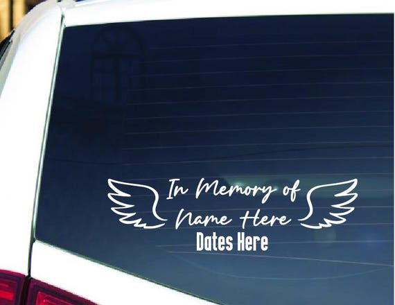 In Memory of Decal, Memorial Angel Wings Custom Car Vinyl Decals, In Loving Memory Sticker 2