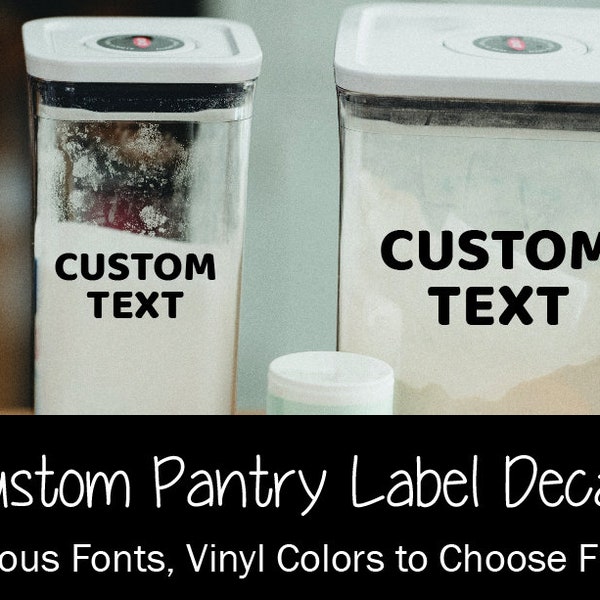 Custom Text Pantry Labels QTY 10, Personalized Canister Labels, Customized Spice Decal Labels, Kitchen Spice Jar Organization Sticker Labels